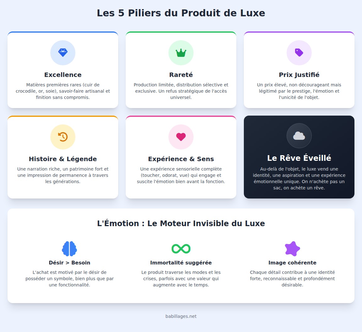 infographie Quelles sont les caractéristiques fondamentales du produit ou service de luxe ?