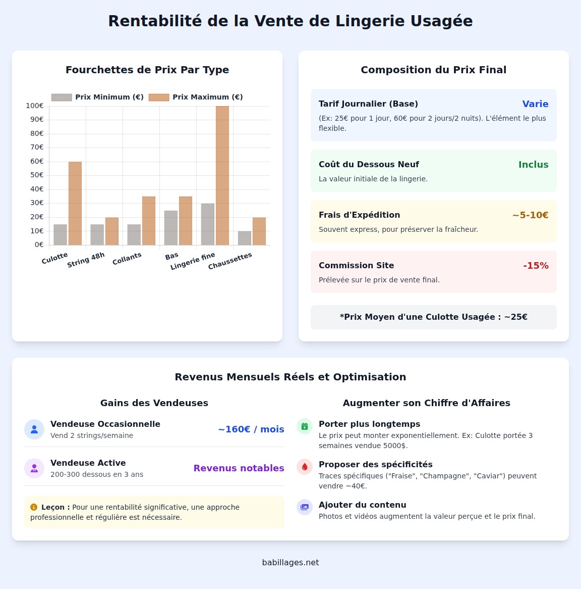infographie Combien rapporte la vente de culottes usagées ?